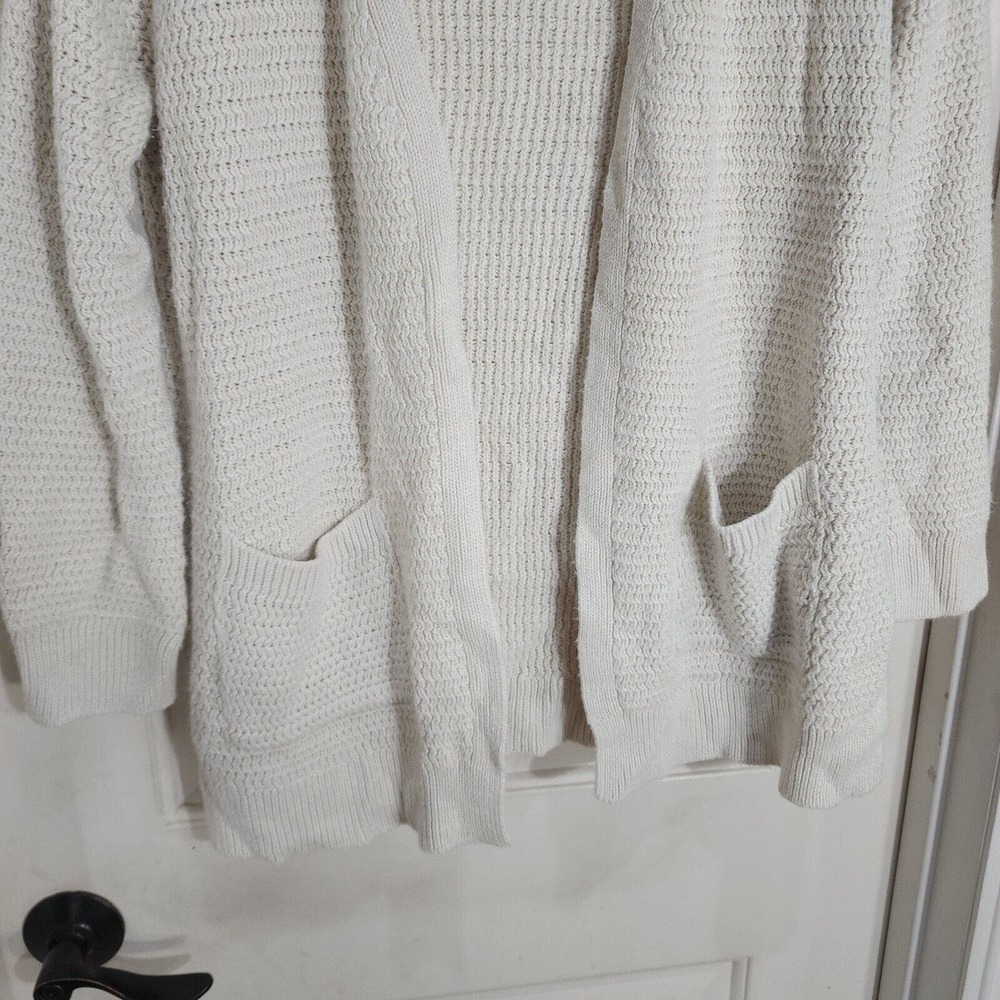 Fat Face Cardigan Sweater Womens 8 White Long Sleeve Pockets Open Front Knit - Picture 5 of 10